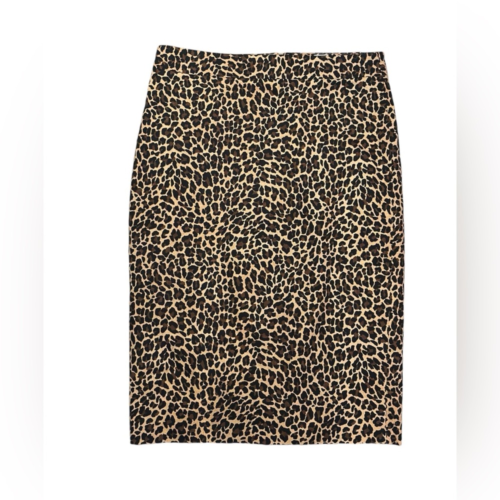 J.Crew Leopard Print Pencil Skirt with Zipper Back - Size 6